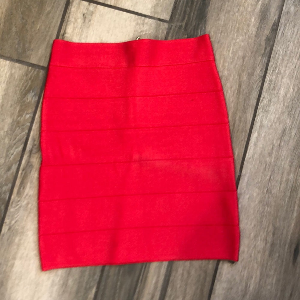 Bebe pink bandage mini skirt